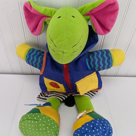 Early Years Squeak E. Mouse Learn to Dress Plush 18" Stuffed Animal Zip Tie - Picture 2 of 9
